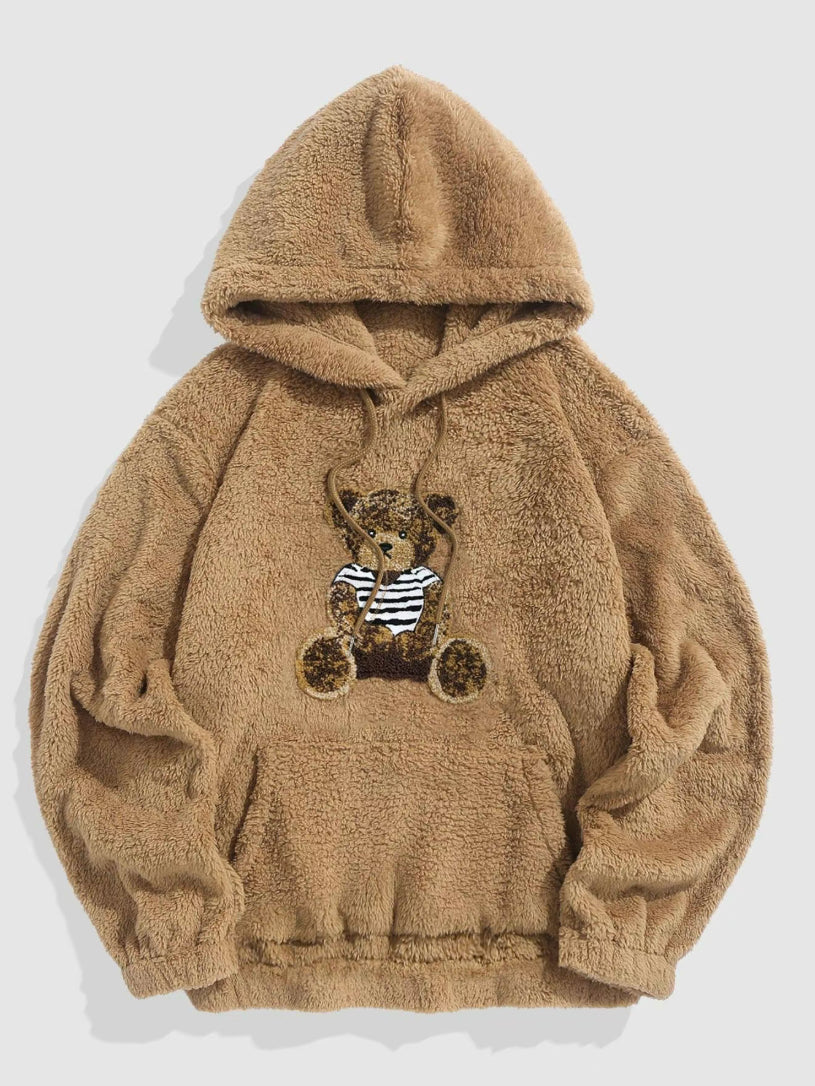 Cartoon Bear Drawstring Pocket hoodie