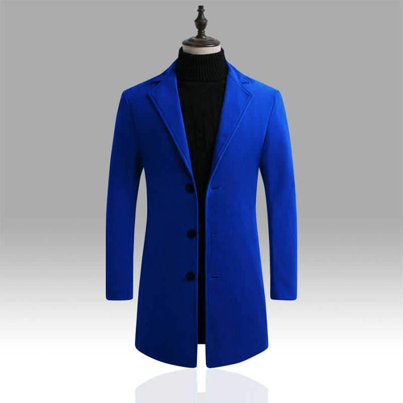 Autumn and Winter Long Cotton Coat New Wool Blend Pure Color Casual